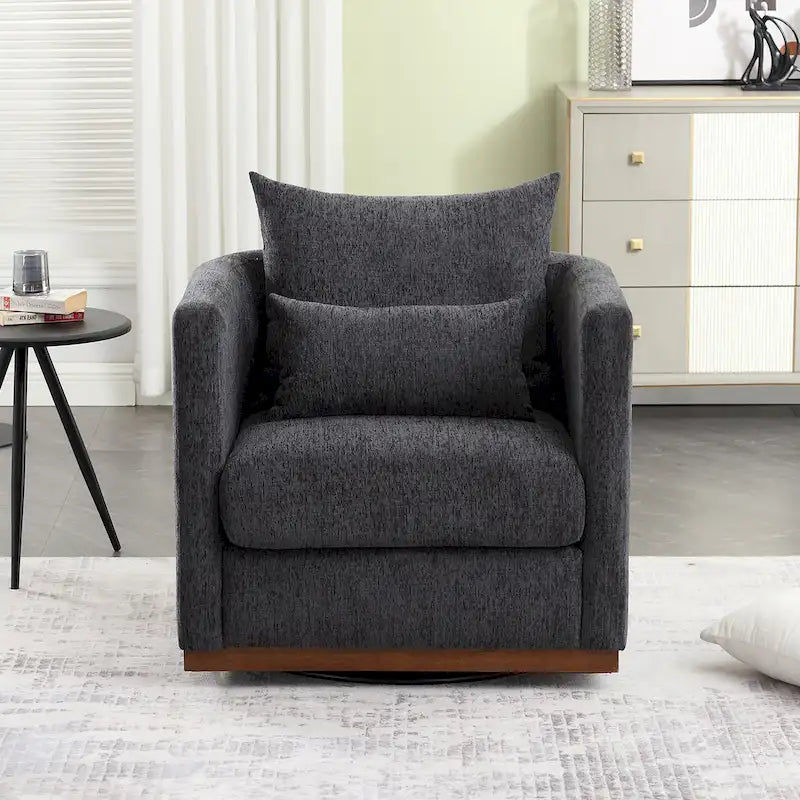 Swivel Barrel Chair, Comfy Round Accent Sofa Chair for Living Room, 360 Degree Swivel Barrel Club Chair