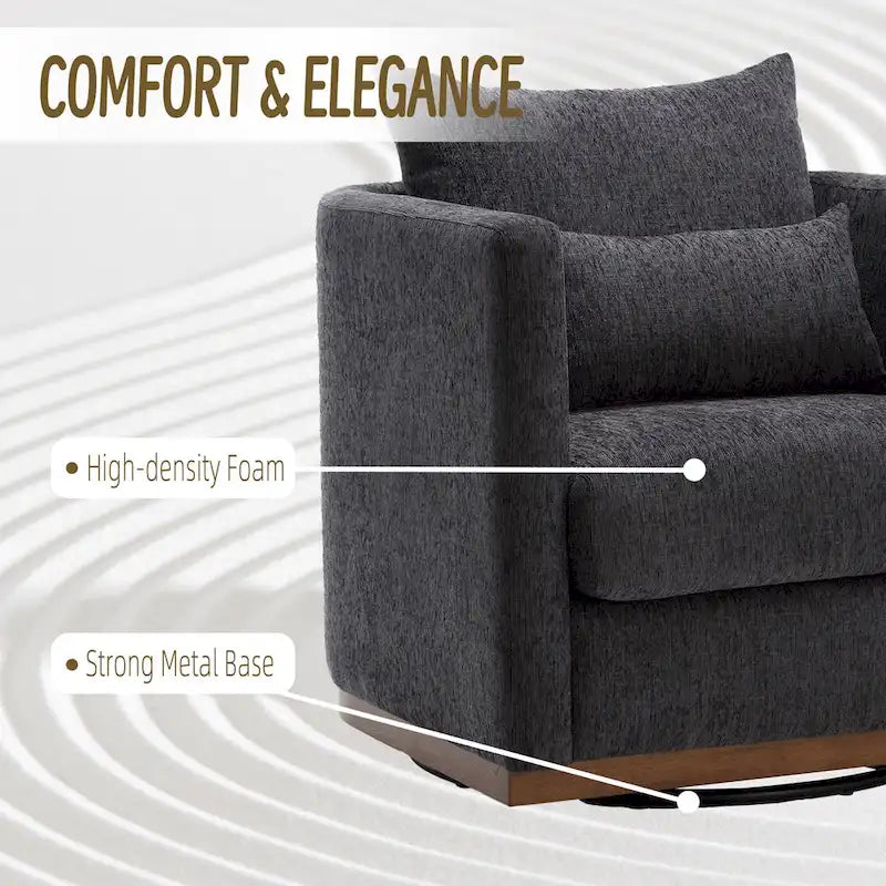 Swivel Barrel Chair, Comfy Round Accent Sofa Chair for Living Room, 360 Degree Swivel Barrel Club Chair