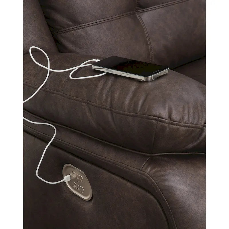 Dark Brown 4-Piece Power Reclining Sectional - Faux Leather
