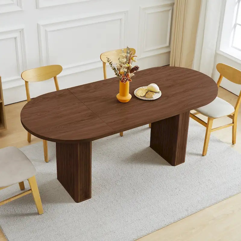 Oval Wood Dining Table 70.86" - Seats 4-6