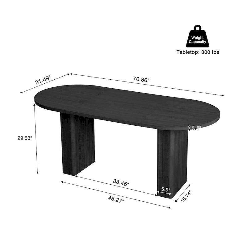 Oval Wood Dining Table 70.86" - Seats 4-6