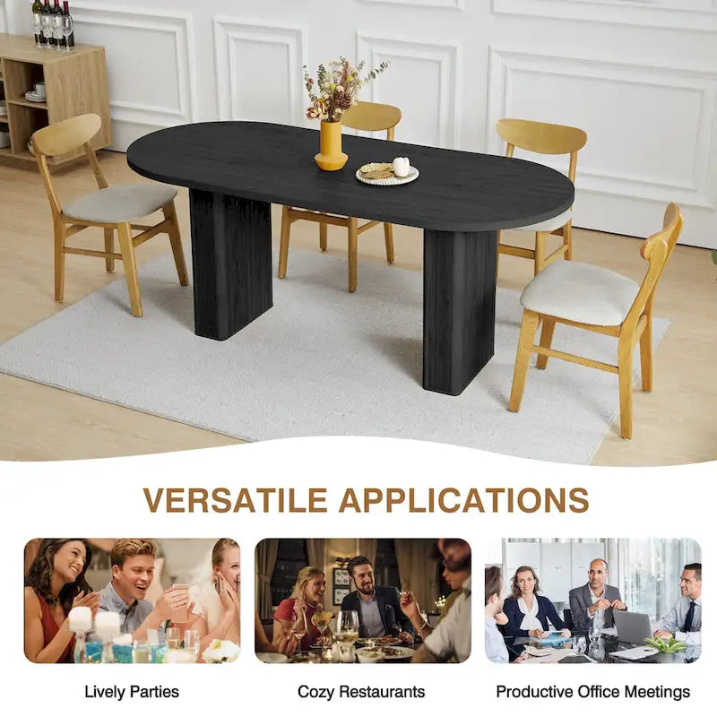 Oval Wood Dining Table 70.86" - Seats 4-6