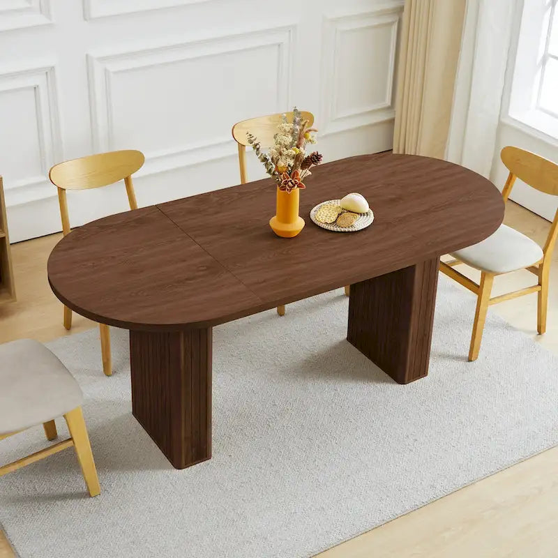 Oval Wood Dining Table 70.86" - Seats 4-6