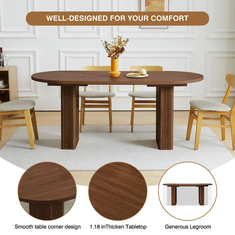 Oval Wood Dining Table 70.86" - Seats 4-6