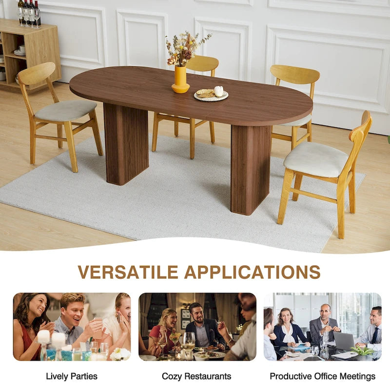 Oval Wood Dining Table 70.86" - Seats 4-6