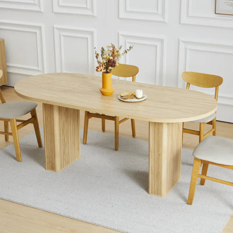 Oval Wood Dining Table 70.86" - Seats 4-6