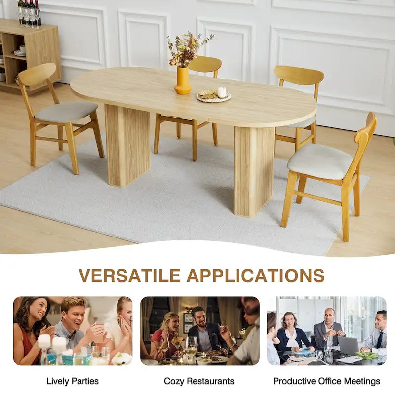 Oval Wood Dining Table 70.86" - Seats 4-6