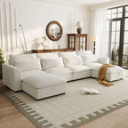 Gray U-Shaped Modular Corner Sofa with Ottomans - 4-6 Person