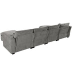 Gray U-Shaped Modular Corner Sofa with Ottomans - 4-6 Person