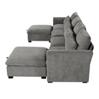Gray U-Shaped Modular Corner Sofa with Ottomans - 4-6 Person