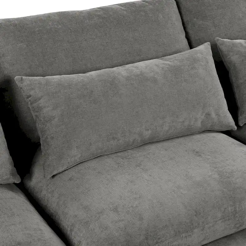 Gray U-Shaped Modular Corner Sofa with Ottomans - 4-6 Person