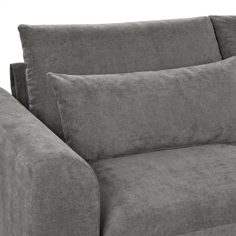 Gray U-Shaped Modular Corner Sofa with Ottomans - 4-6 Person