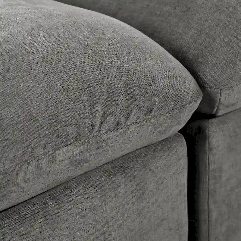 Gray U-Shaped Modular Corner Sofa with Ottomans - 4-6 Person