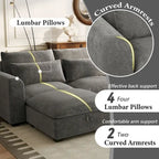 Gray U-Shaped Modular Corner Sofa with Ottomans - 4-6 Person