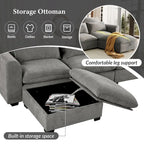 Gray U-Shaped Modular Corner Sofa with Ottomans - 4-6 Person