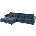 Gray U-Shaped Modular Corner Sofa with Ottomans - 4-6 Person