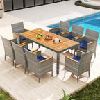 9-Piece Patio Dining Set - Mix Gray Rattan - Seats 8