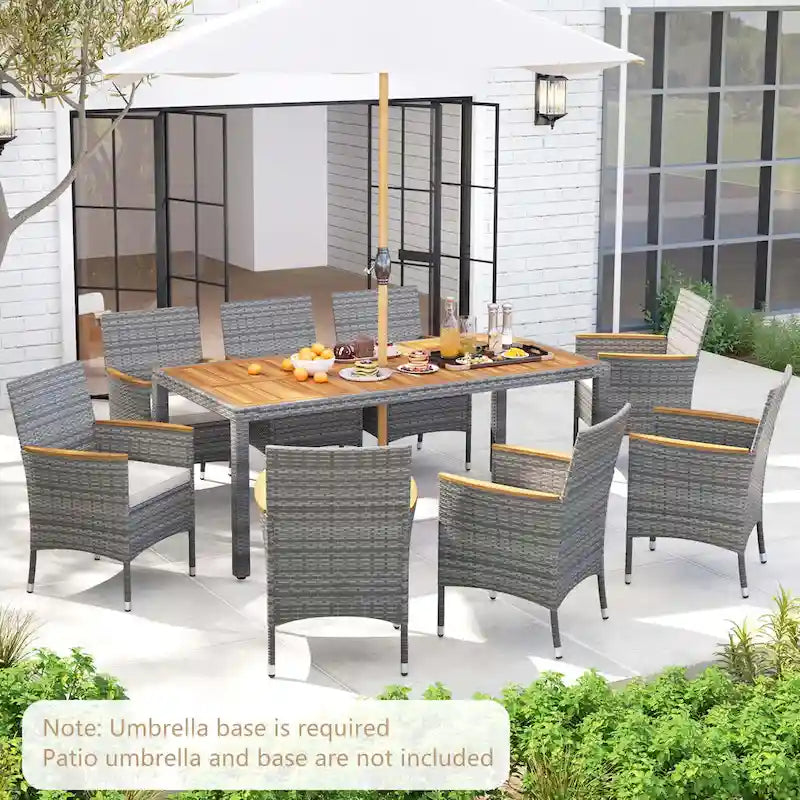 9-Piece Patio Dining Set - Mix Gray Rattan - Seats 8
