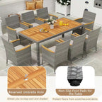 9-Piece Patio Dining Set - Mix Gray Rattan - Seats 8