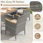 9-Piece Patio Dining Set - Mix Gray Rattan - Seats 8