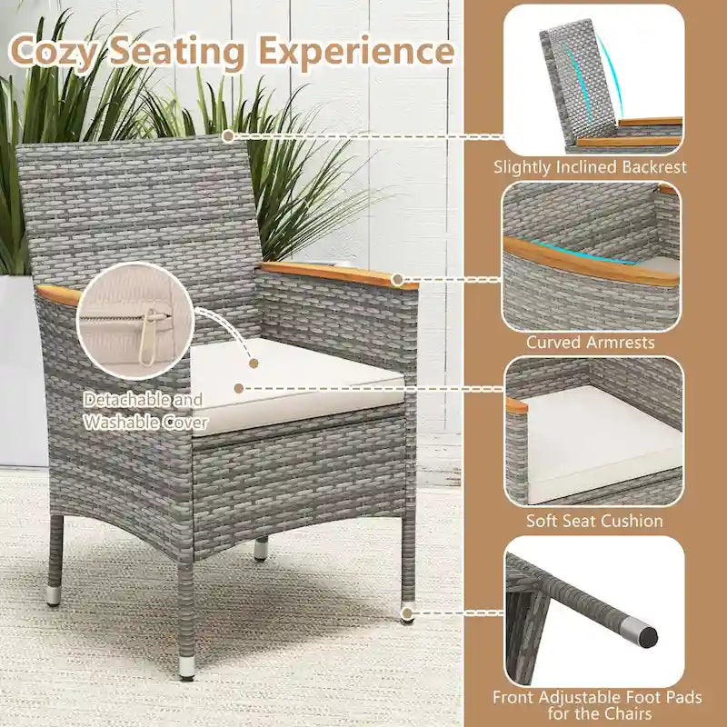 9-Piece Patio Dining Set - Mix Gray Rattan - Seats 8