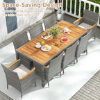9-Piece Patio Dining Set - Mix Gray Rattan - Seats 8