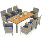 9-Piece Patio Dining Set - Mix Gray Rattan - Seats 8