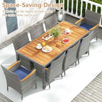 9-Piece Patio Dining Set - Mix Gray Rattan - Seats 8