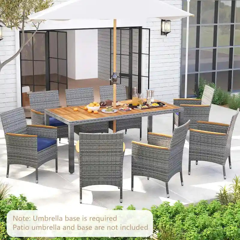 9-Piece Patio Dining Set - Mix Gray Rattan - Seats 8