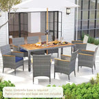 9-Piece Patio Dining Set - Mix Gray Rattan - Seats 8