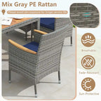 9-Piece Patio Dining Set - Mix Gray Rattan - Seats 8