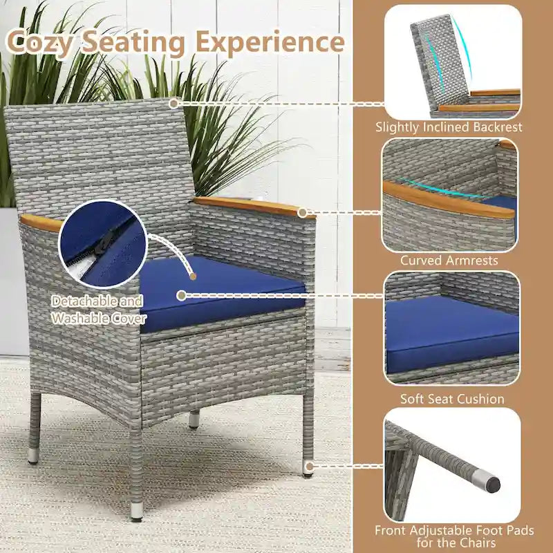 9-Piece Patio Dining Set - Mix Gray Rattan - Seats 8