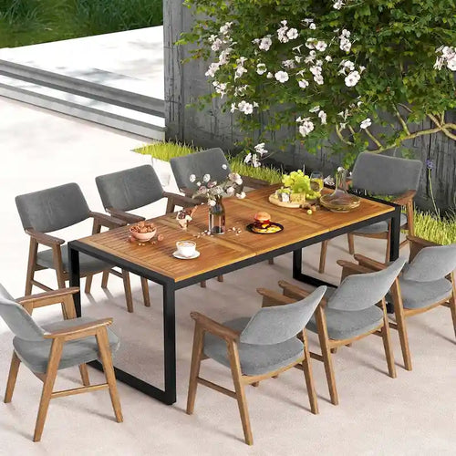 79 Acacia Wood 8-Person Patio Table with 1.9 Umbrella Hole