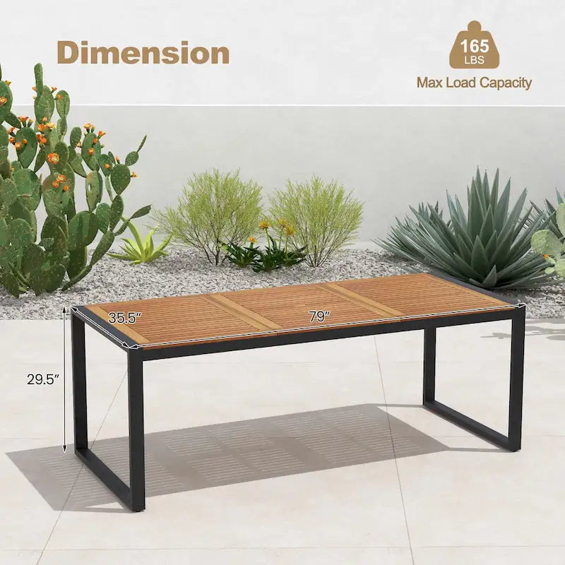 79 Acacia Wood 8-Person Patio Table with 1.9 Umbrella Hole
