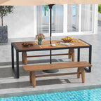 79 Acacia Wood 8-Person Patio Table with 1.9 Umbrella Hole