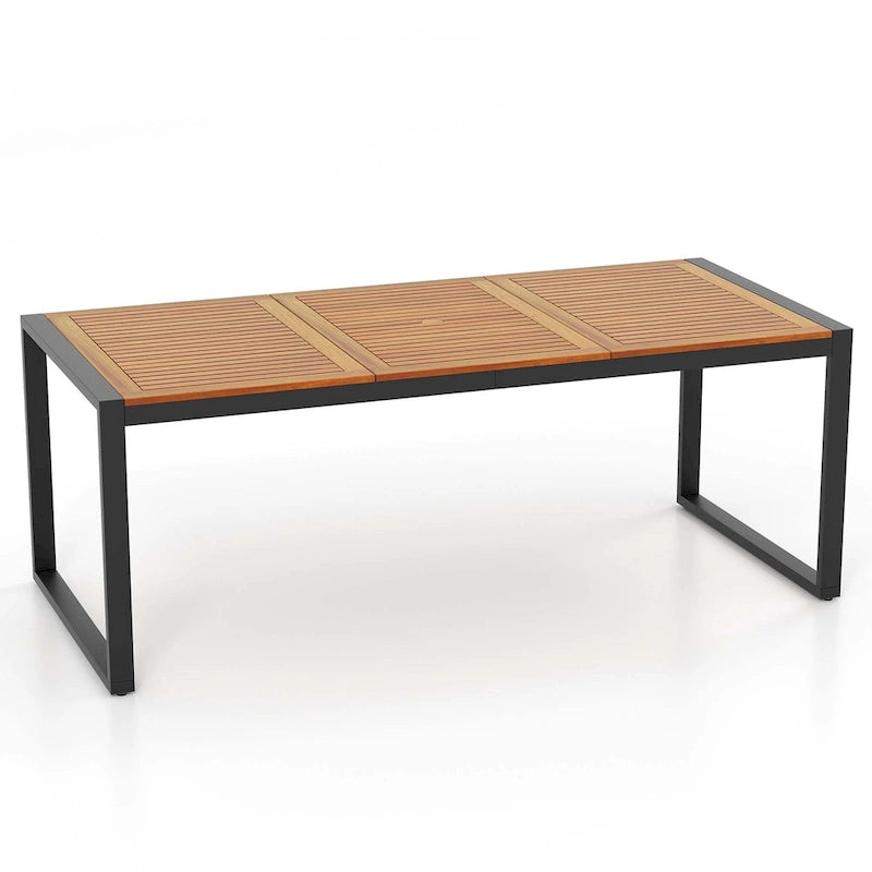 79 Acacia Wood 8-Person Patio Table with 1.9 Umbrella Hole