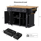 53 Kitchen Island With Drop Leaf, Kitchen Island On Wheels with Storage, Rolling Kitchen Table, Mobile Kitchen Cart
