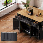 53 Kitchen Island With Drop Leaf, Kitchen Island On Wheels with Storage, Rolling Kitchen Table, Mobile Kitchen Cart