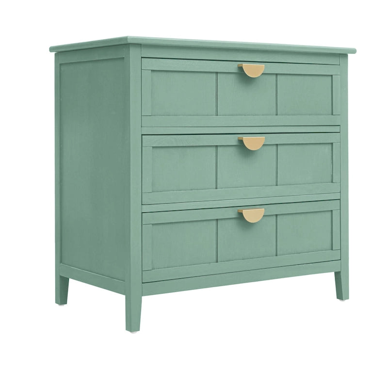 American Style 3-Drawer Vertical Chest Cabinet with Golden Handle for bedroom, living room