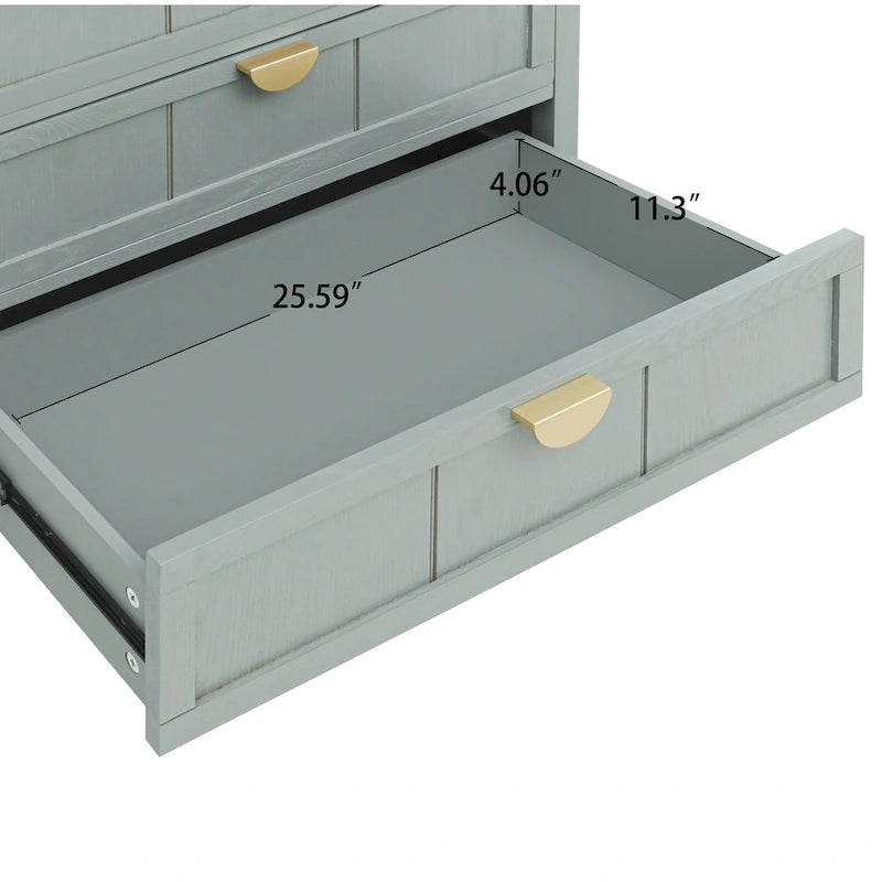 American Style 3-Drawer Vertical Chest Cabinet with Golden Handle for bedroom, living room