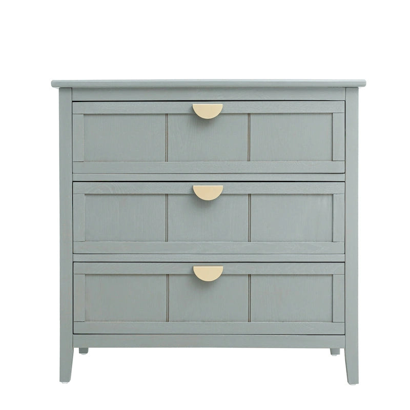 American Style 3-Drawer Vertical Chest Cabinet with Golden Handle for bedroom, living room