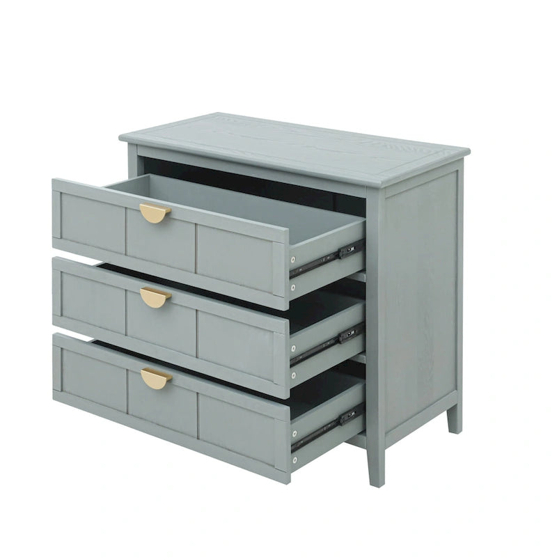 American Style 3-Drawer Vertical Chest Cabinet with Golden Handle for bedroom, living room