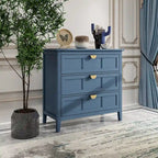 American Style 3-Drawer Vertical Chest Cabinet with Golden Handle for bedroom, living room