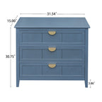 American Style 3-Drawer Vertical Chest Cabinet with Golden Handle for bedroom, living room
