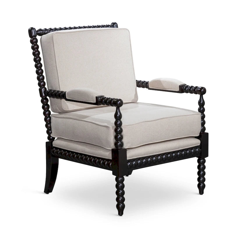 Gray Spindle Accent Chair with Cushion - Single Seat