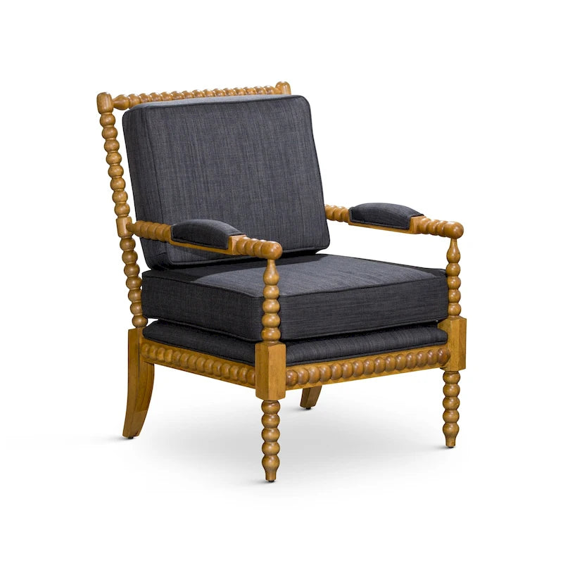Gray Spindle Accent Chair with Cushion - Single Seat