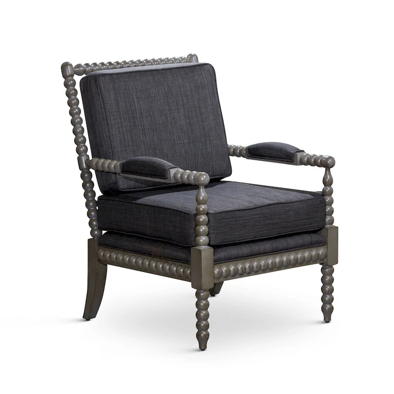 Gray Spindle Accent Chair with Cushion - Single Seat