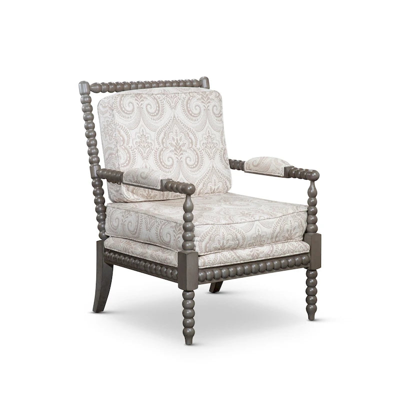 Gray Spindle Accent Chair with Cushion - Single Seat