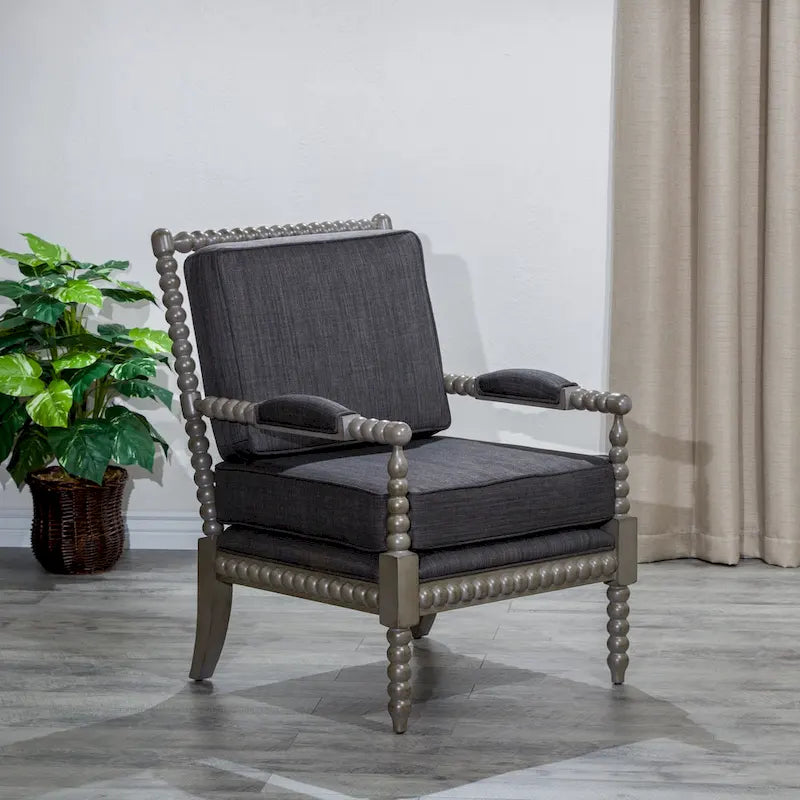 Gray Spindle Accent Chair with Cushion - Single Seat