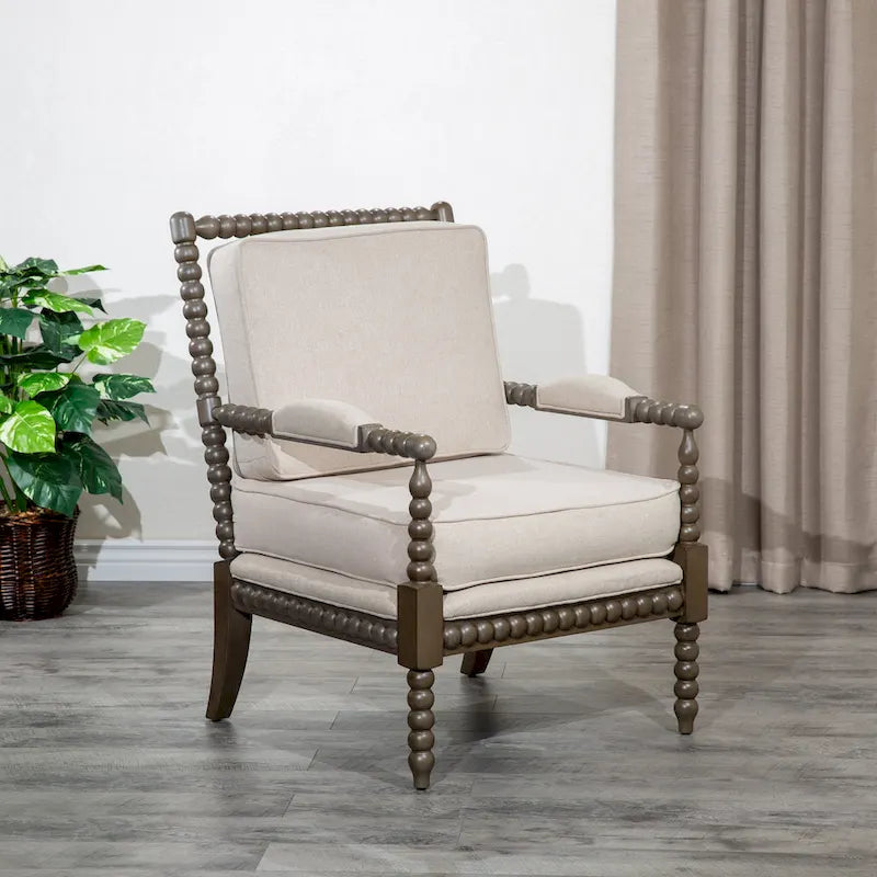 Gray Spindle Accent Chair with Cushion - Single Seat